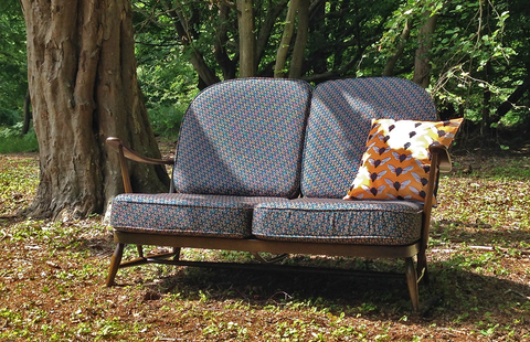 Classic 1960s Ercol Sofa - Upholstered in Wooden Fly