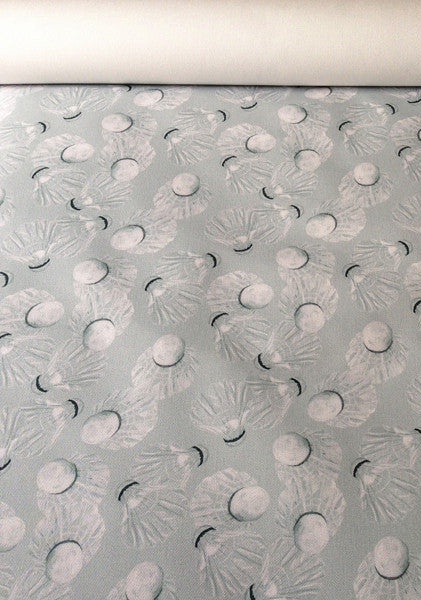 hopsack fabric with a shuttlecock pattern, predominantly in gray tones.
