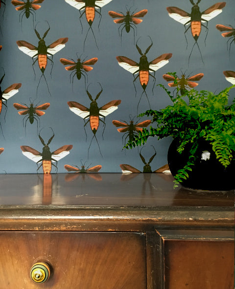 Scorpion Hawk Wallcovering - Venetian Blue