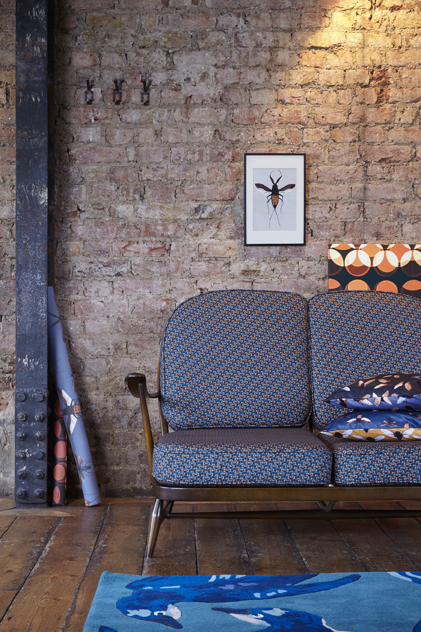 Classic 1960s Ercol Sofa - Upholstered in Wooden Fly